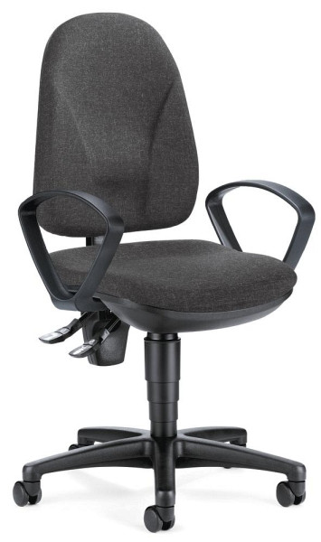 Deskin Bürodrehstuhl COMFORT ACTIVE mit Armlehnen, Fußkreuz Polyamid schwarz, Bezug Stoff Basic G, Farbe anthrazit, 289359