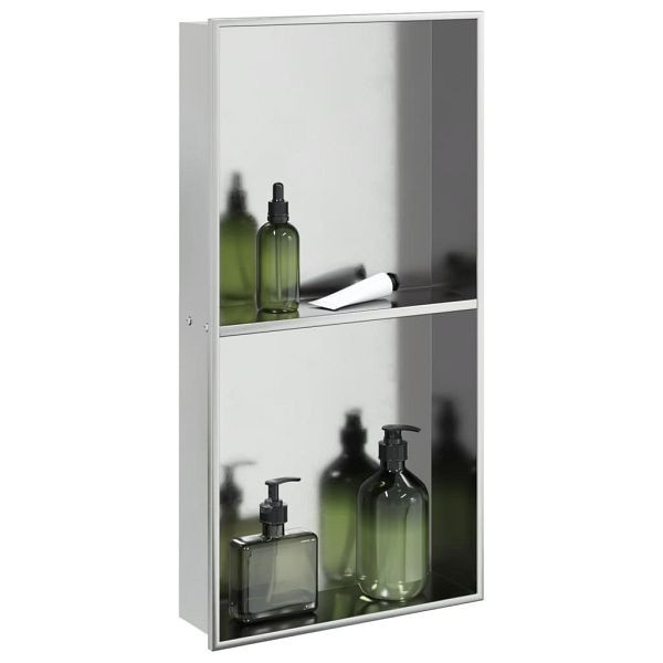 vidaXL Duschnische Silbern Gebürstet 32x62x9 cm Edelstahl, 4005132