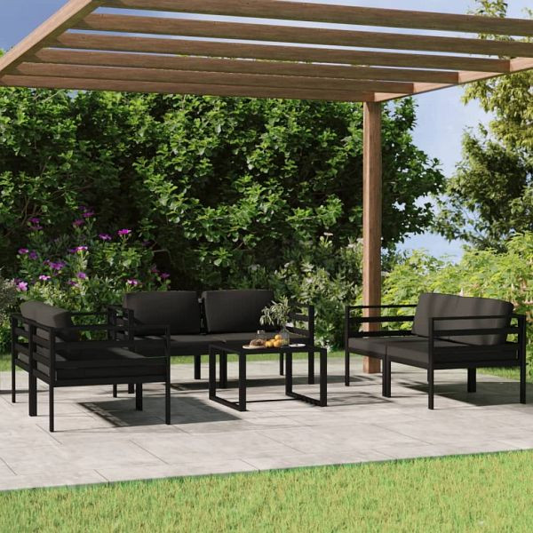 vidaXL 7-teilig Garten-Lounge-Set mit Kissen Aluminium Anthrazit, 3107801