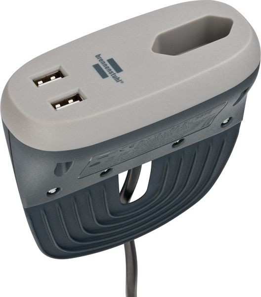 Brennenstuhl estilo Sofa-Steckdose mit USB-Ladefunktion (mit 1x Euro-Steckdose und 2x USB-Charger, mit Halteschiene) anthrazit/grau, 1150290