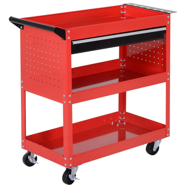HOMCOM Werkzeugkoffer Werkzeugtrolley Werkzeugbox, 3 Ebenen, 4 Rollen, 82 cm x 35 cm x 76 cm, B20-065