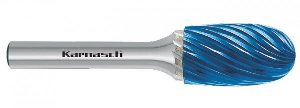 Karnasch Hartmetall-Frässtift Blue-Tec beschichtet TRE/ HP-9 d1= 10 / l2= 16 / d2= 6 / l1= 60mm, VE: 2 Stück, 116035020