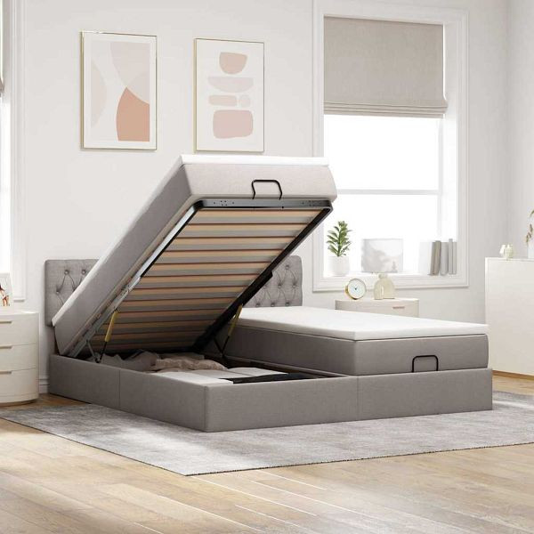 vidaXL Ottoman-Bett mit Matratzen Taupe 180x200 cm Stoff, 3312019