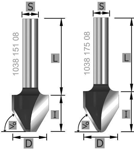 Edessö Schriftenfräser HW Z2, 60°, A: 15,1,<: 60°, B: 17,5, C: 8, 103817508