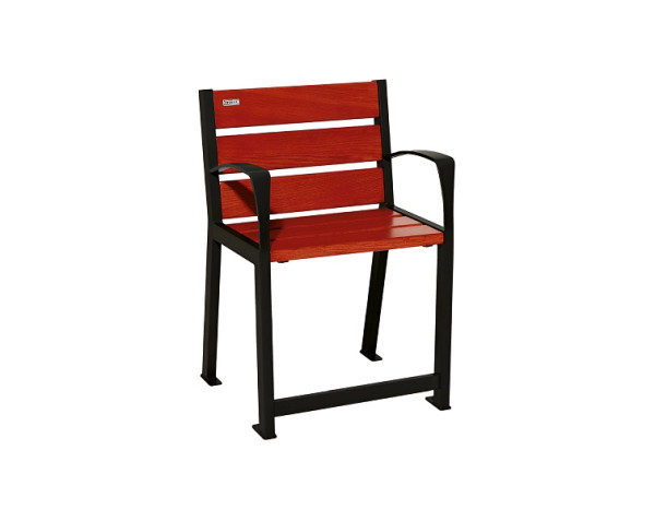Procity Stuhl Silaos Für Senioren 6 Holzlatten, Mit Armlehne, Holz & Stahl, Mahagoni/RAL 9005, 209620.9005.ACAJ