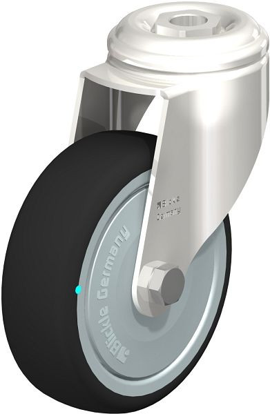 Blickle LKRXA-PATH 101KD-FK Edelstahl-Apparate-Lenkrolle mit Rückenloch, Thermoplastisches Polyurethan, Grau, 760886