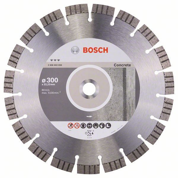 Bosch Diamanttrennscheibe Best for Concrete, 300 x 22,23 x 2,8 x 15 mm, 2608602656