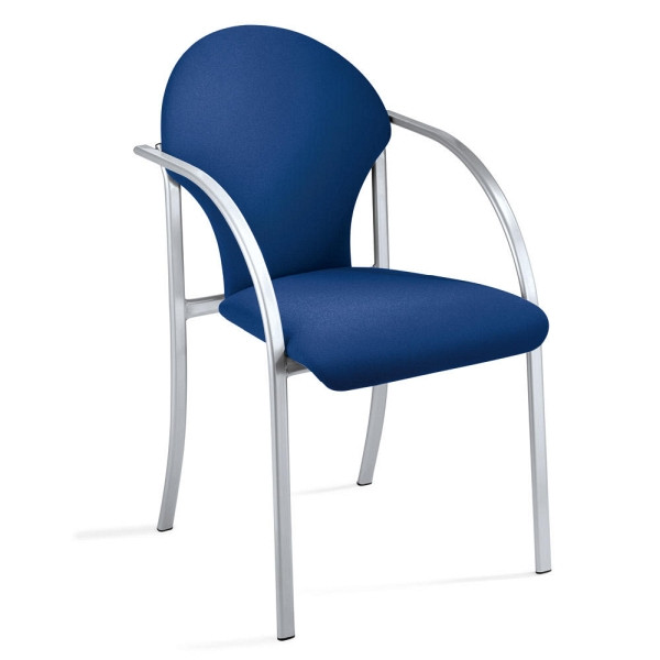 Deskin Besucherstuhl PIENO, 4-Fuß Gestell alusilber, Bezug Kunstleder, Farbe blau, 268212