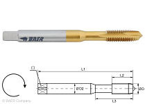 BAER HSSE-TIN Maschinengewindebohrer Form B - M 6 x 1,0 - DIN 371, 110404007