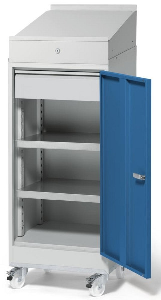 Deskin Pultschrank mobil WS PROFI SYSTEM, Enzianblau RAL 5010, 500 x 500 x 1290 mm, 269710