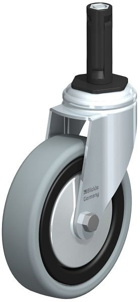 Blickle LKRA-VPA 126G-11-FA-ER12 Apparate-Lenkrolle mit Expander, Vollgummi, Grau, 848365