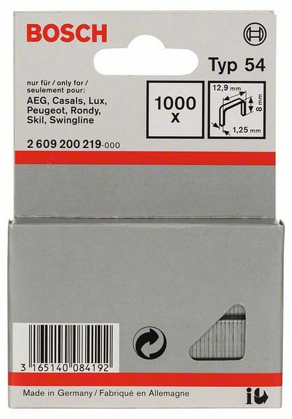Bosch Flachdrahtklammer Typ 54, 12,9 x 1,25 x 8 mm, 1000er-Pack, 2609200219