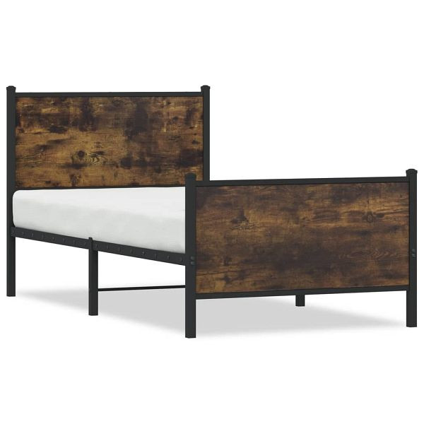 vidaXL Bettgestell mit Kopf- und Fußteil Metall Räuchereiche 80x200 cm, 4007676