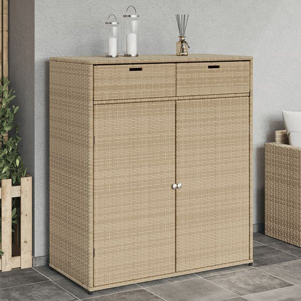vidaXL Gartenschrank Beige 105x55x113 cm Poly Rattan, 365566