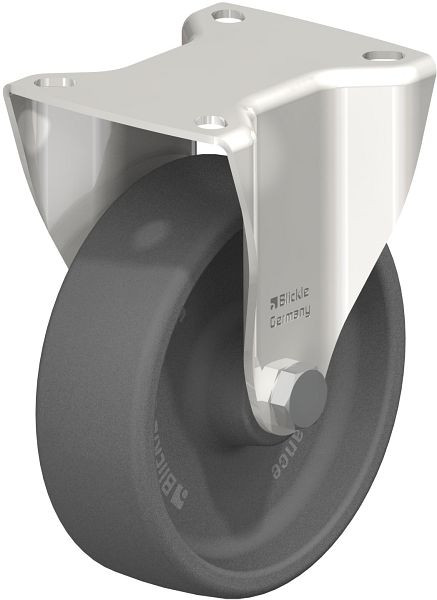 Blickle BKX-POHI 125G-1 Hitzebeständige Edelstahl-Bockrolle mit Anschraubplatte, Polyamid, Grau, 754127