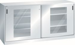 LISTA Schiebetürschrank (BxTxH) 2000x500x1000mm KEY Lock, Lichtgrau, 4 Verstellböden, Sichtfenstertür, 60.722.020