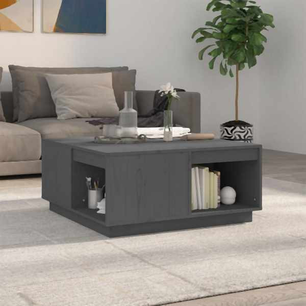 vidaXL Couchtisch Grau 80x81x36,5 cm Massivholz Kiefer, 814526