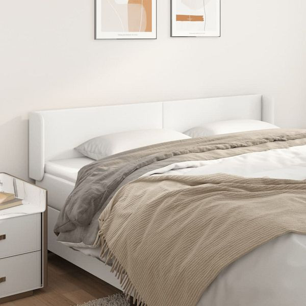 vidaXL Kopfteil mit Ohren Weiß 203x16x78/88 cm Kunstleder, 3118597