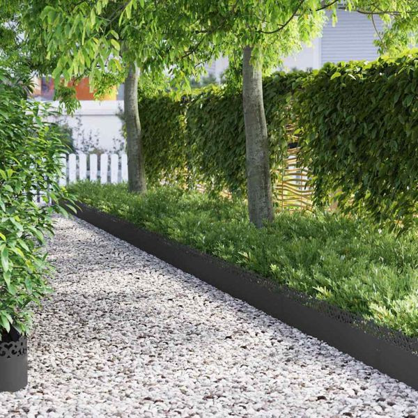 vidaXL Rasenkanten 30 pcs Schwarz 103 x 0,05 x 22 cm Stahl, 874767