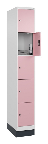 C+P Schließfachschrank Evolo PLUS, mit Sockel, 5 Fächer, 1950x300x500mm, 9016/30, 049020-105 S10018