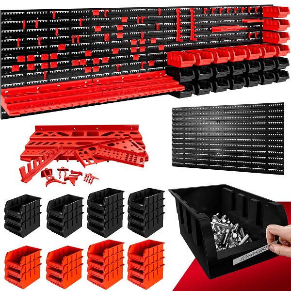 DEUBA Werkzeugwand Schwarz/Rot 97-tlg inkl Stapelboxen, 995475
