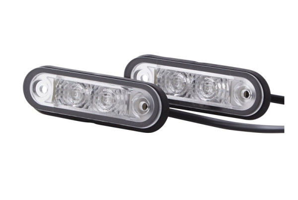 HELLA Umrissleuchte, LED, 12/24V, Einbau, ECE/ADR/GGVS, Lichtscheibenfarbe: glasklar, Kabel: 5000mm, Heckeinbau, 2XA 959 790-411