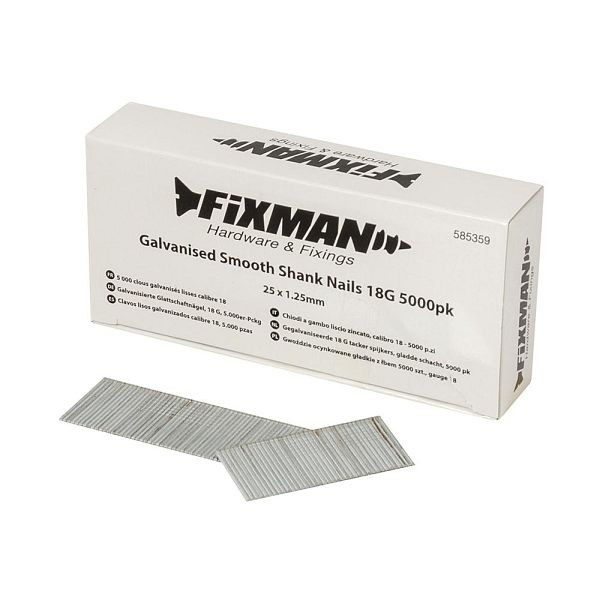 Fixman Galvanisierte Glattschaftnägel, 18 G, 5.000er-Packung, 25 x 1,25 mm, 585359