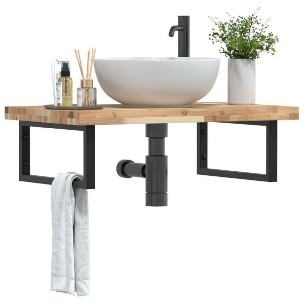 vidaXL Waschbeckenregal Wandmontage Stahl und Akazienholz, 3302809