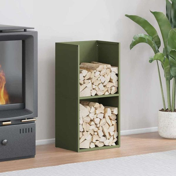 vidaXL Brennholzregal Olivgrün 40x30x80 cm Kaltgewalzter Stahl, 864190