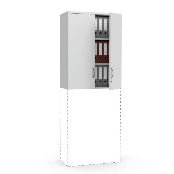 Deskin Flügeltüren-Aufsatzschrank MULTI M, Dekor lichtgrau, B 800 x H 1055 x T 420 mm, 271916
