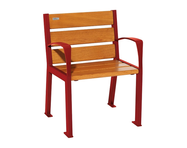 Procity Stuhl Silaos 6 Holzlatten, Mit Armlehne, Holz & Stahl, helle Eiche/RAL 3004, 209610.3004.CHEC