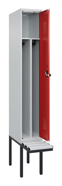 C+P Spind Evolo PLUS, 1 Abteile, 2120x300x815mm, 7035/3000, Haken 4, Drehriegel, Material Sitzfläche Kunststoff, 0490407-10F S10057