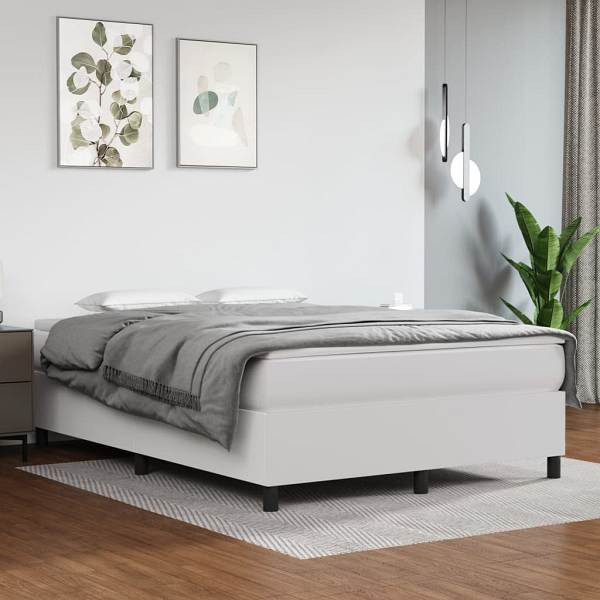 vidaXL Bettgestell Weiß 140x190 cm Kunstleder, 3121042, 8720287237037