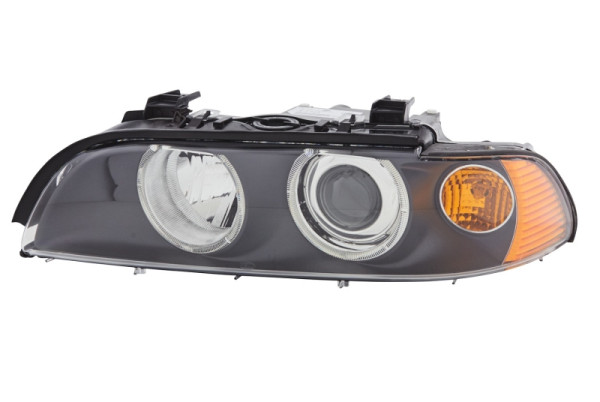 HELLA Halogen/FF/DE-Hauptscheinwerfer - für u.a. BMW 5 (E39) - gelb - ECE - für Rechtsverkehr - links, 1EL 008 053-511