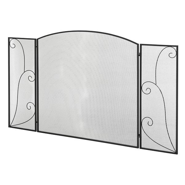 HOMCOM Funkenschutz für Kamine, 3 Paneele, klappbar, flexibel, Metall, schwarz, 132,5 x 76,5cm, 830-278