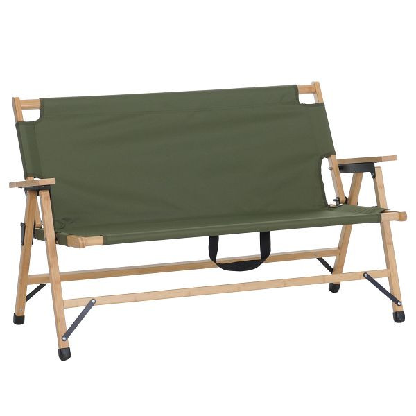 Mendler Bambus Campingbank HWC-Q40, Outdoorbank Picknickbank Gartenbank, klappbar Tragegriff Stoff/Textil 117cm, grün, 122892