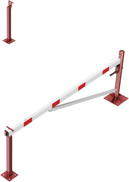 Schake Drehschranke 3,00m, mit Profilzylinderschloss, Seilzugverstärkung, Drehpfosten: Ø 102mm, 2 Stück Auflagepfosten 70x70mm, feuerverzinkt, 4213_30ZBP