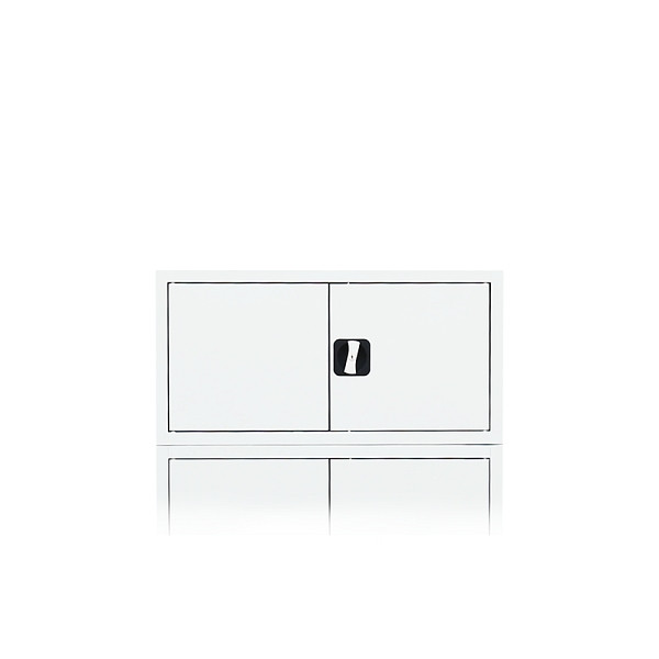 Lüllmann Aufsatzschrank mit Flügeltüren und Zylinderschloss mit Drehgriff, 450 x 1200 x 422 mm, signalweiß, 531137