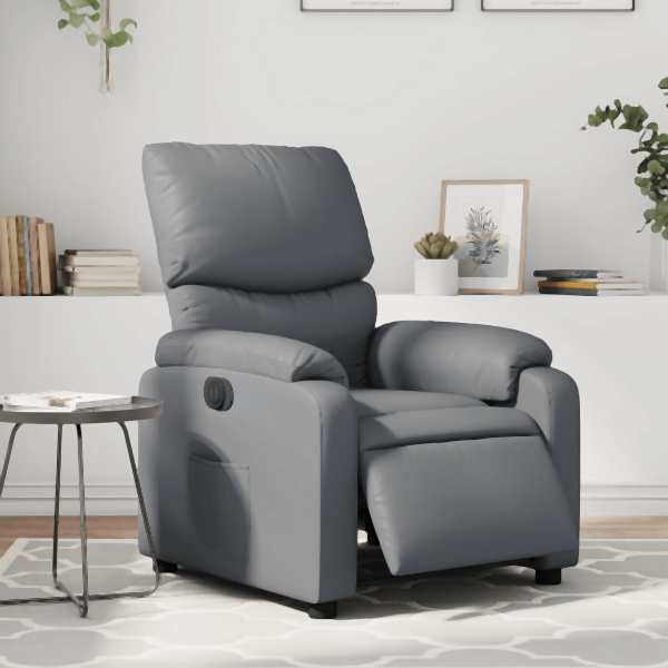 vidaXL Relaxsessel Elektrisch Grau Kunstleder, Füllung: Schaumstoff, 3204875