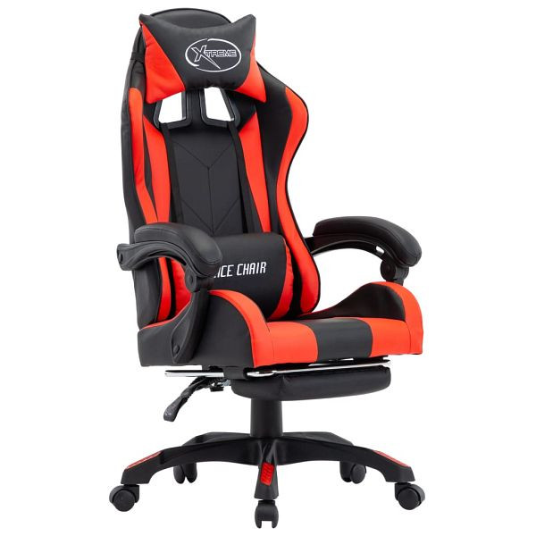 vidaXL Gaming-Stuhl mit Fußstütze Rot und Schwarz Kunstleder, 287987