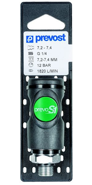 Prevost Kupplung 7,2-7,4 mit zylindrischem Außengewinde auf Lochplatte, AG BSPP= G 3/8, ESI 071152CP