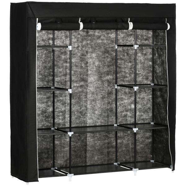 HOMCOM Stoffschrank, Kleiderschrank, Faltschrank mit Reißverschluss, Schwarz, 850-212V00BK