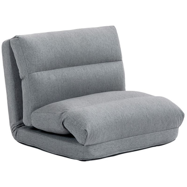 HOMCOM Sitzsack mit Bettfunktion, neigbare Lehne, klappbar, bis 120kg, 70 x 72 x 56 cm, Grau, 839-967V00GY