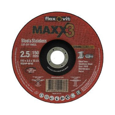 Flexovit Trennscheibe NQ24P-180x2.5x22.23-T41 FLX-MaXX 3 Schleifscheibe 180x2.5x22.23, VE: 25 Stück, 66252849116