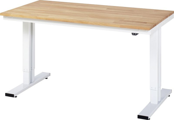 RAU Werktisch Serie adlatus 300 (elektrisch höhenverstellbar), Buche-Massiv-Platte, 1500x720-1120x800 mm, 08-WT-150-080-B