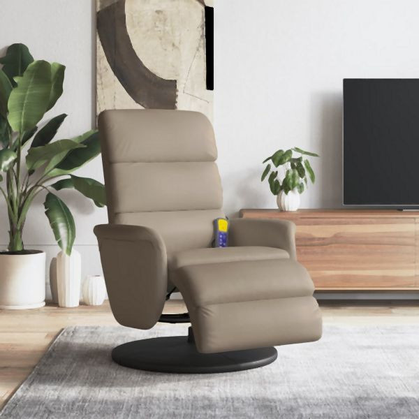 vidaXL Massagesessel mit Fußteil Cappuccino-Braun Kunstleder, 356728