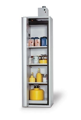 asecos Gefahrstoffschrank GF-601 (one touch), 600 mm, 3 Böden, Falttür rechts, grau, 3023600130249