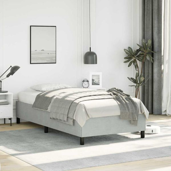 vidaXL Bettgestell ohne Matratze Hellgrau 100x203 cm Twin XL Samt, 347351