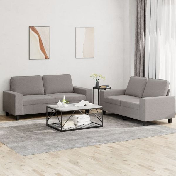 vidaXL 2-teilig Sofagarnitur Taupe Stoff, 3201889, 8721012068568