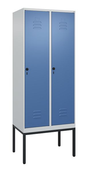 C+P Umkleidespind Classic PLUS mit Mitteltrennwand, Gestell, 2 Abteile, 2120x800x500mm, 7035/5023, Drehriegel, 0800307-22F S10005